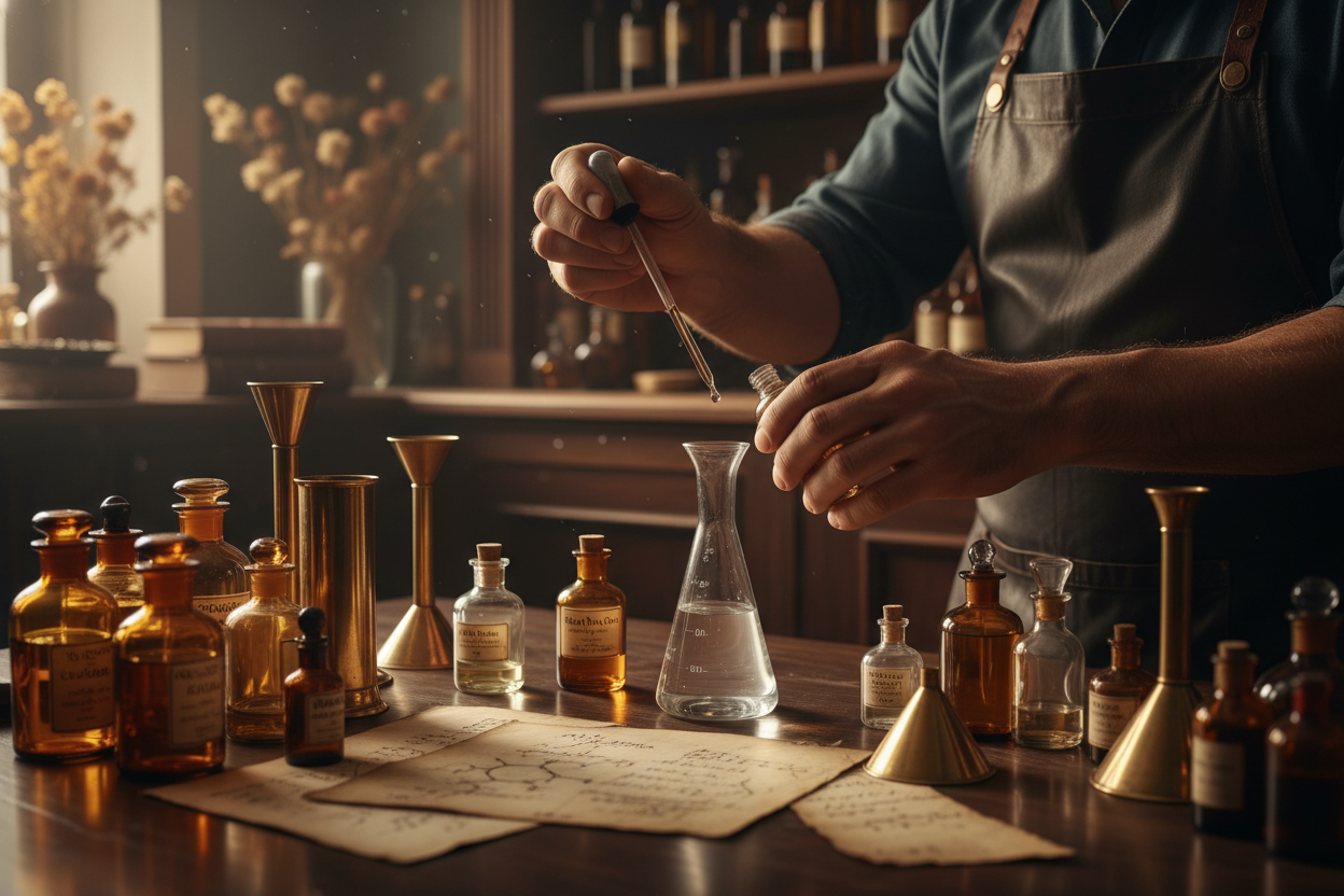 Erkek Parfümör Elleriyle Parfüm Yapımı